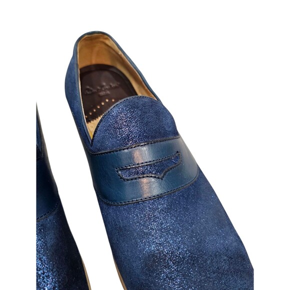 Robert Graham Mens 10 Dress Shoes Metallic Blue Suede Slip On Loafers main image 13